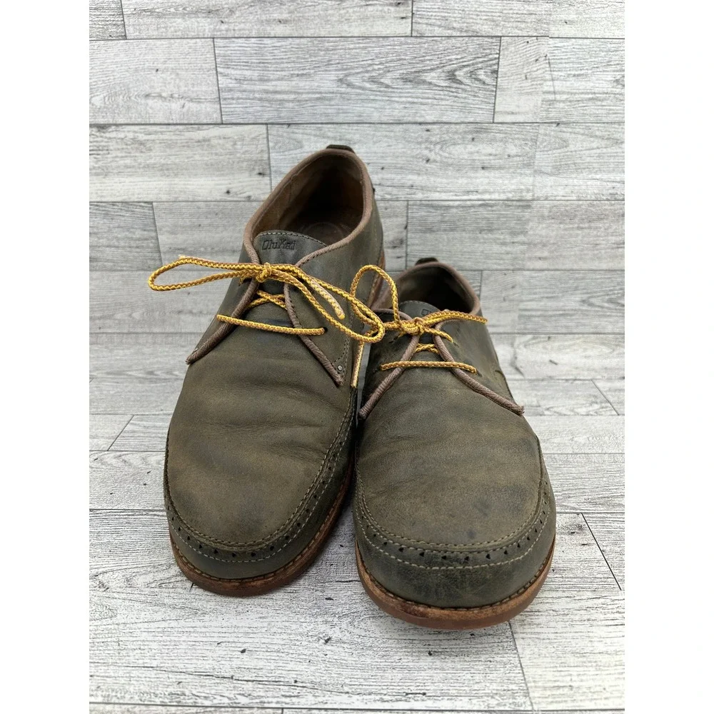 OluKai Honolulu Lace Men Size 9.5 Dark Wood Leather Oxford‎ Shoes 10200-9913